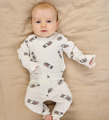 The New Siblings Leggings - Rib - TnsbPippa - Cloud Dancer w. Ka