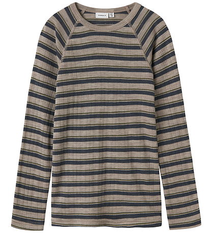 Name It Tröja - Rib - Ull - NkmWang - Satellit/Ombre Blue