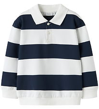 Name It Sweatshirt - Polo - NmmLeopold - Bright White m. Ränder