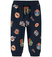 Name It Sweatpants - NmmLeland - Marinblå Blazer m. Tryck