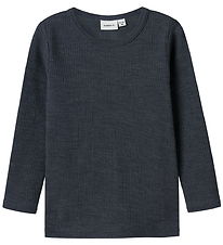 Name It Tröja - Ull - Rib - Noos - NmnWax - Ombre Blue
