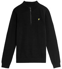 Lyle & Scott Blouse w. Zipper - Knitted - Jet Black