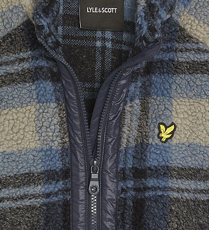 Lyle & Scott Fleece Jas - Jacquard Sherpa - Navy Geruit