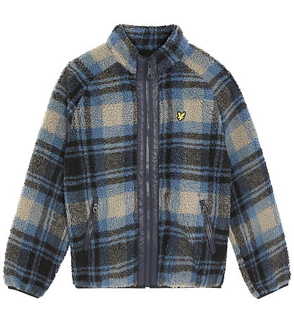 Lyle & Scott Fleece Jas - Jacquard Sherpa - Navy Geruit