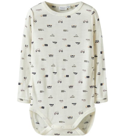 Name It Bodysuit l/s - Wool - Rib - NmmWang - Snow White/Small C
