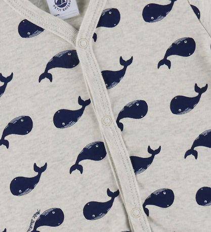 Petit Bateau Nightsuit - Beige Melange w. Whales