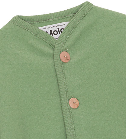 Molo Cardigan - Wool fleece - Umber - Moss Green