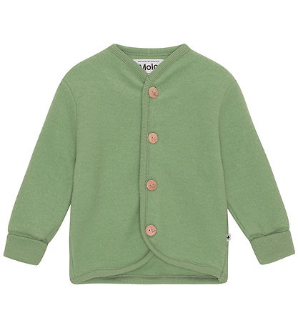 Molo Cardigan - Wool fleece - Umber - Moss Green