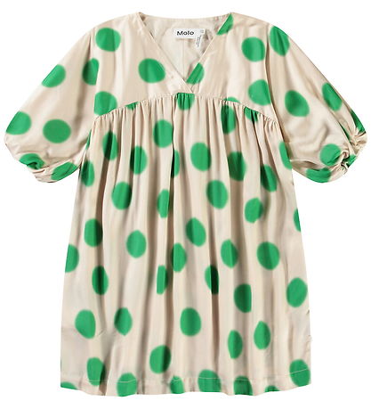 Molo Dress - Camellia - Green Dots
