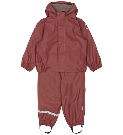 Mikk-Line Rainwear w. Fleece/Suspenders - PU - Recycled - Apple 