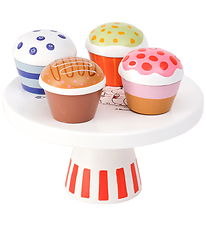 Kids Concept Play Food - Dish w. Cakes - Wood - 16 cm - Wood w. 