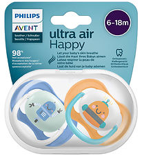 Philips Avent Pacifiers - 2-Pack - Ultra Air - Blue/Orange w. Ro