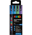 Posca Markers - PC-3M - 4 pcs - Blue/Green/Purple w. Glitter