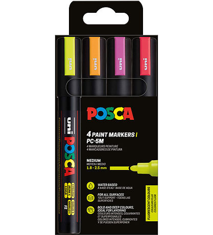 Posca Markers - PC-5M - 4 pcs - Neon