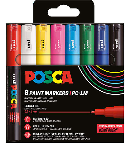 Posca Tuschpennor - PC-1 m - 8 st. - Flerfärgad