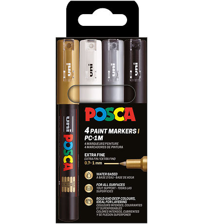 Posca Filzstifte - PC-1 m - 4 st. - Gold/Weiß/Silber/Schwarz
