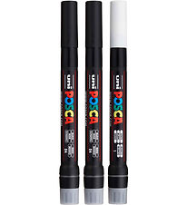 Posca Markers w. Brush-Pointy - PCF-350 - 3 pcs - White/Black