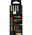Posca Markers - PC-3M - 4 st. - Goud/Wit/Zilver/Zwart