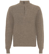 Grunt Blouse w. Zipper - Knitted - GrTone - Nature Melange