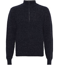 Grunt Blouse w. Zipper- Knitted - GrTone - Navy Melange