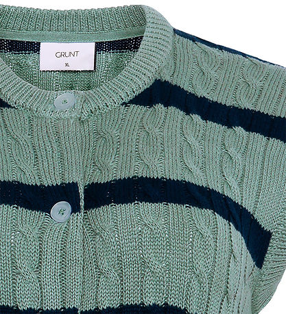 Grunt Waistcoat - Knitted - GrLine - Dust Green/Navy