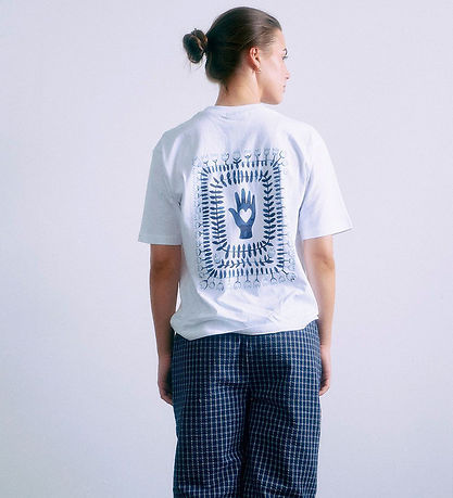 T-Shirt Grunt - GrCatel - Blanc av. Bleu