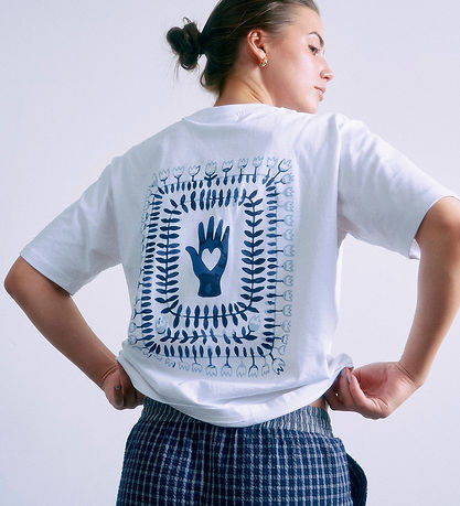 T-Shirt Grunt - GrCatel - Blanc av. Bleu