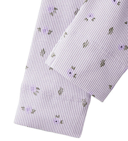 Name It Leggings - Rib - NbfHofie - Misty Lilac w. Flowers