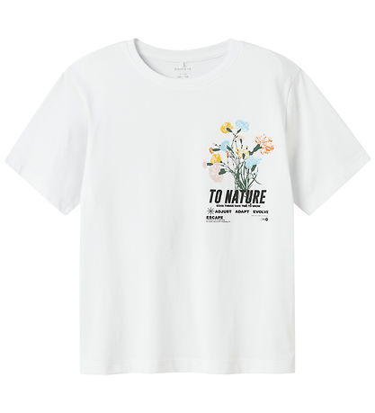 Name It T-shirt - NkmLaurel - Bright White w. Flowers