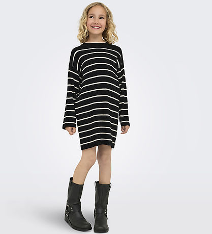 Kids Only Dress - Knitted - Rib - KogIbi - Black/Whitecap Grey