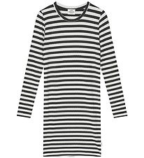 Mads Nørgaard Dress - Rib - Stripe Dubina - Black/Vanilla Ice