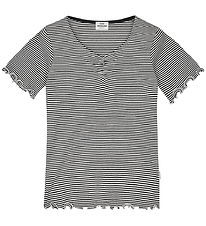 Mads Nørgaard Stuttermabolur - Rib - Stripe Tiki - Svart/Vanilla