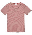 Mads Nørgaard T-Shirt - Rib - Stripe Tiki - Weingut/Vanilla Ice