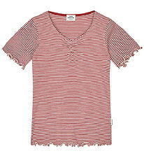 Mads Nørgaard Stuttermabolur - Rib - Stripe Tiki - Víngerð/Vanil