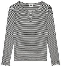 Mads Nørgaard Blússa - Rib - Stripe Tala - Svart/Vanilla Ice
