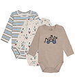 Hust and Claire Bodysuits l/s - 3-Pack - Bertram Rocket - Wheat 