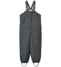Wheat Rain Pants w. Termo/Suspenders - PU - Lian - Greyblue