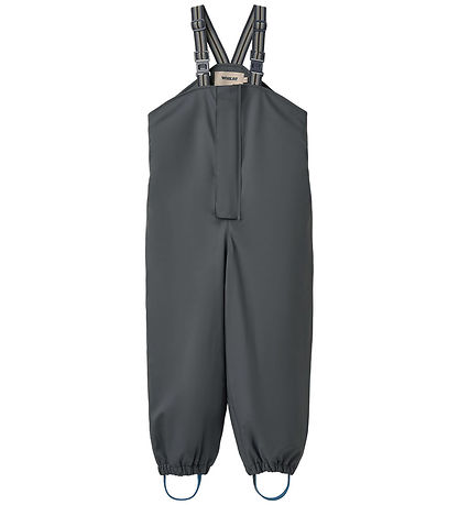 Wheat Rain Pants w. Termo/Suspenders - PU - Lian - Greyblue