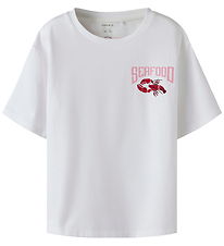 Name It T-skjorte - NkfFannie - Bright White/Sjømat