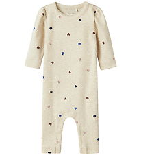 Name It Jumpsuit - Rib - NbfNutti - Peyote Melange w. Hearts