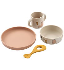 Liewood Dinner Set - Silicone - 4 Parts - Vivi - Cats Duck Dogs/