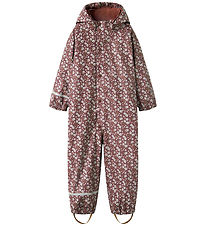 Name It Regenanzug m. Fleece - NmfDry10 - Fig m. Blumen