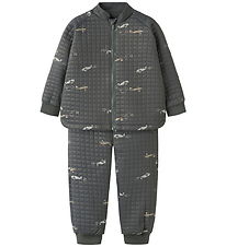 Name It Thermo Wear w. Fleece - NmmMoon - Grey Pinstripe