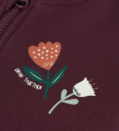 Name It Zip Sweatshirt - NbfVrillie - Fig/Flowers