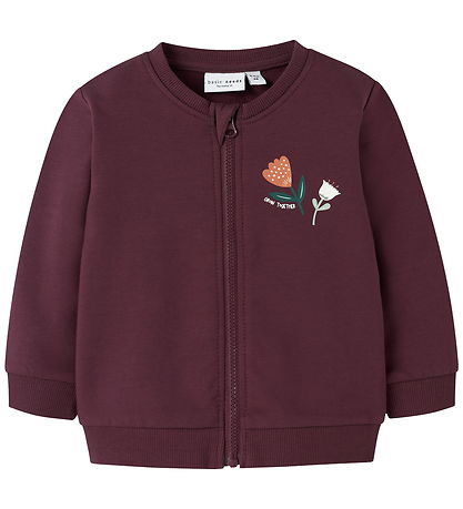 Name It Zip Sweatshirt - NbfVrillie - Fig/Flowers