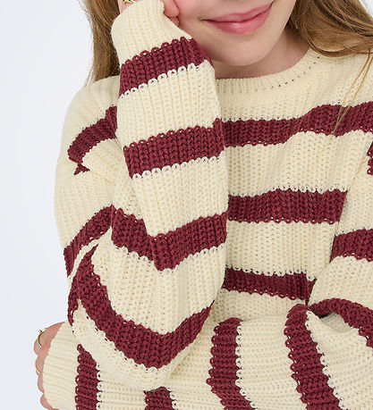Kids Only Blouse - Knitted - Noos - KogJusty - Eggnog/Cabernet