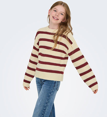 Kids Only Blouse - Knitted - Noos - KogJusty - Eggnog/Cabernet