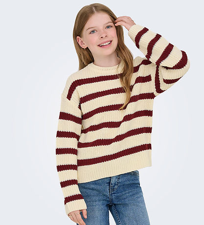 Kids Only Blouse - Knitted - Noos - KogJusty - Eggnog/Cabernet