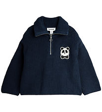Mini Rodini Blouse - Knitted - Dark Blue w. Panda