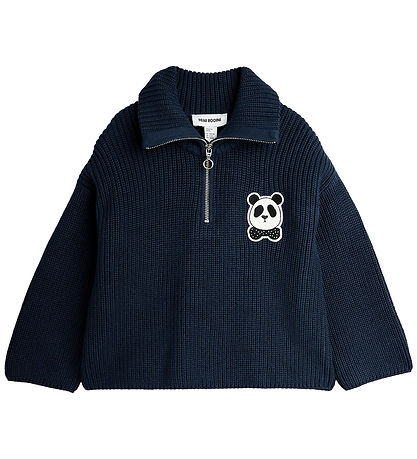 Mini Rodini Blouse - Knitted - Dark Blue w. Panda